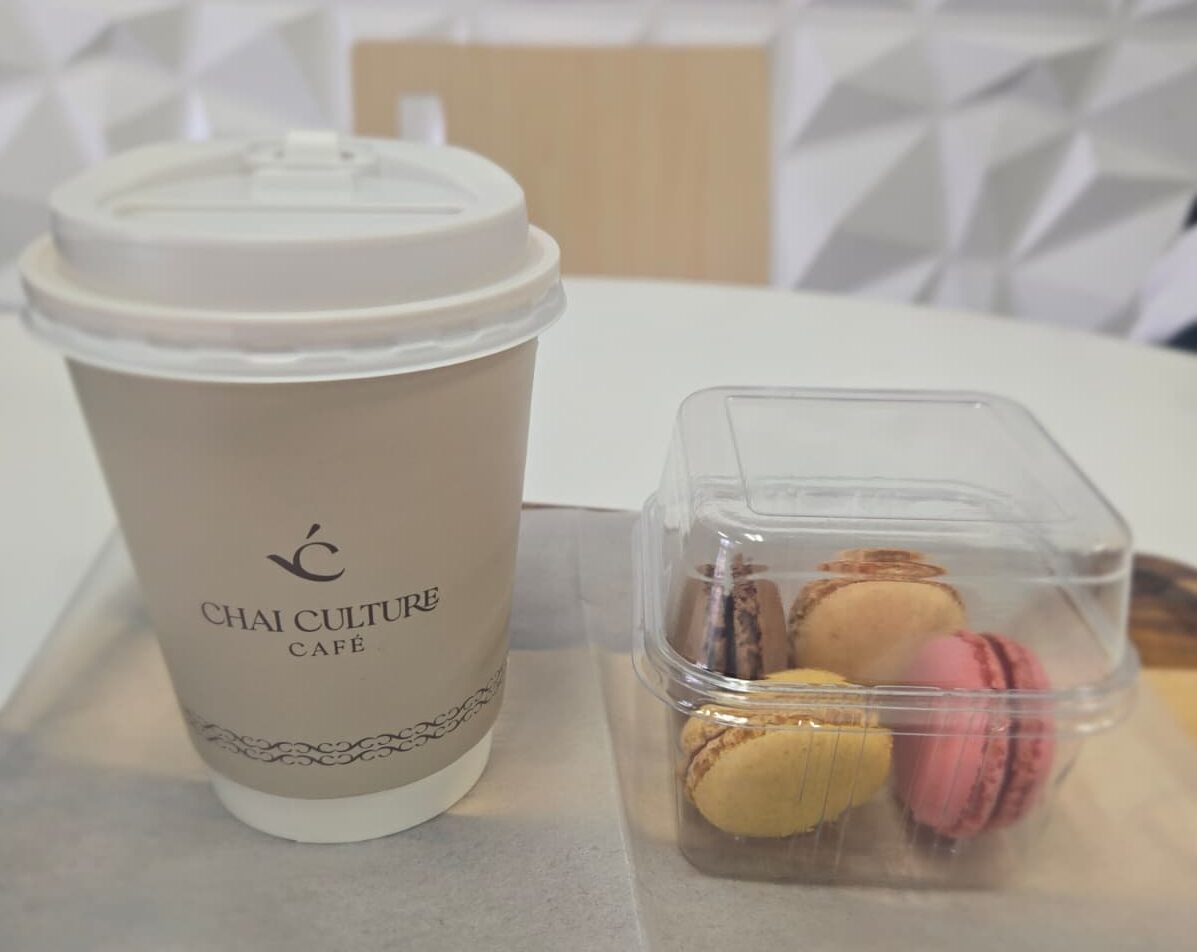 chai and macrons at Chai Culture Cafe
